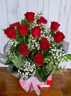 12 Red Roses Boxed Arrangement